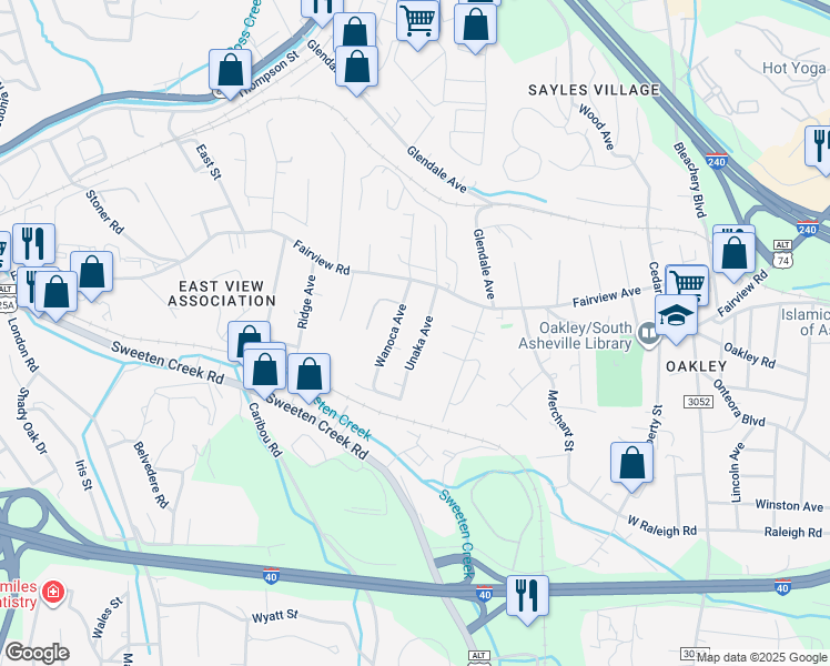 map of restaurants, bars, coffee shops, grocery stores, and more near 15 Unaka Avenue in Asheville