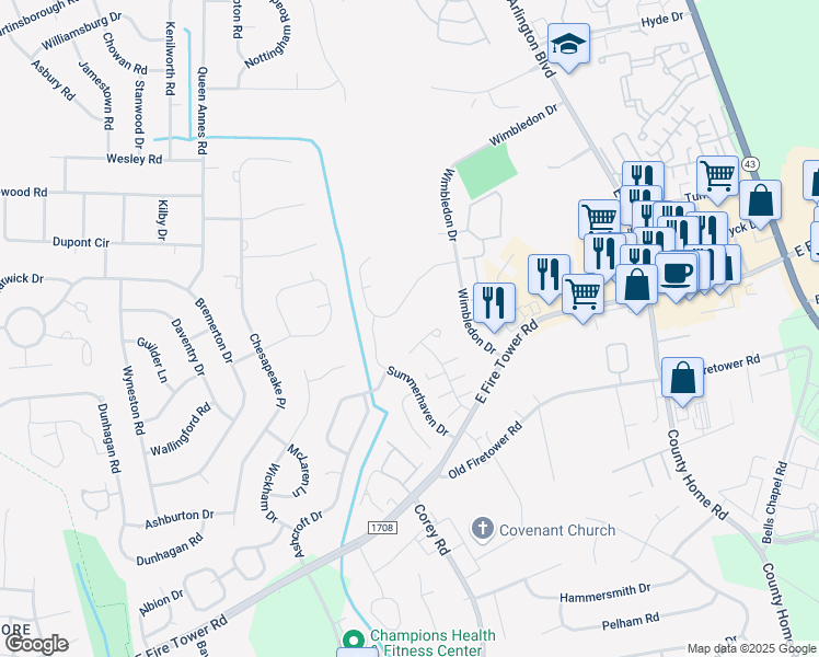 map of restaurants, bars, coffee shops, grocery stores, and more near 1224 Holden Drive in Greenville