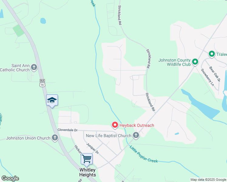map of restaurants, bars, coffee shops, grocery stores, and more near 240 Buckingham Court in Smithfield