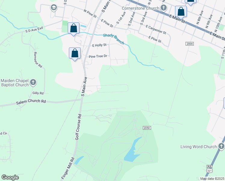 map of restaurants, bars, coffee shops, grocery stores, and more near 304-310 Old Tavern Ln in Maiden