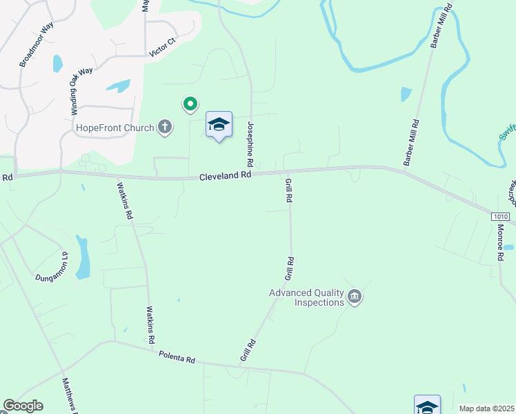 map of restaurants, bars, coffee shops, grocery stores, and more near 116 Academy Lane in Clayton