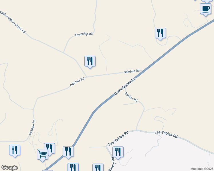 map of restaurants, bars, coffee shops, grocery stores, and more near 2925 Oakdale Road in Paso Robles