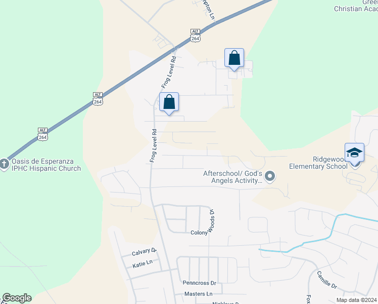 map of restaurants, bars, coffee shops, grocery stores, and more near 824 Megan Drive in Greenville