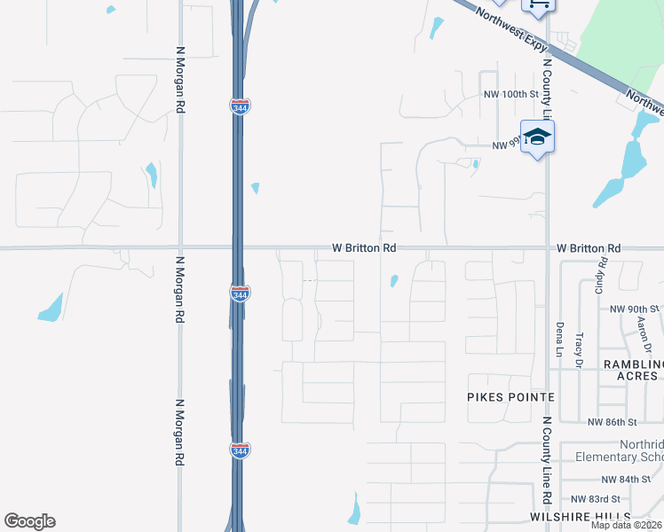 map of restaurants, bars, coffee shops, grocery stores, and more near 9420 Northwest 93rd Terrace in Yukon