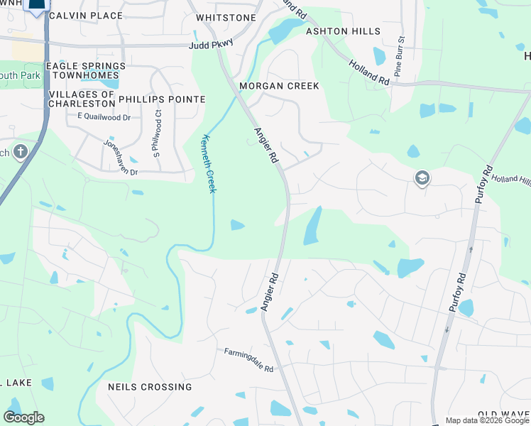 map of restaurants, bars, coffee shops, grocery stores, and more near 1200 Angier Road in Fuquay-Varina