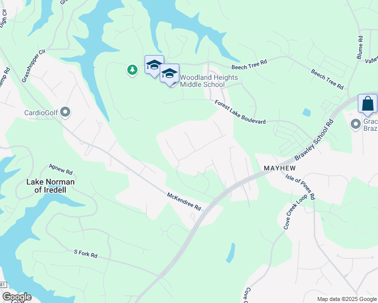 map of restaurants, bars, coffee shops, grocery stores, and more near 103 Tall Oak Drive in Mooresville