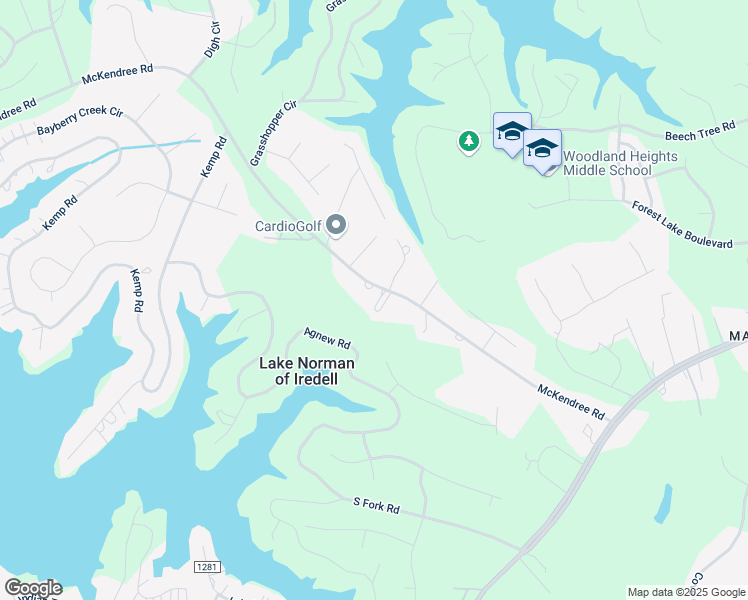 map of restaurants, bars, coffee shops, grocery stores, and more near 263 McKendree Road in Mooresville
