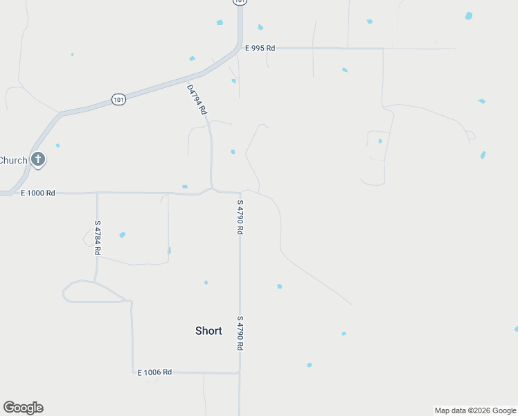map of restaurants, bars, coffee shops, grocery stores, and more near 479091 East 1000 Road in Muldrow