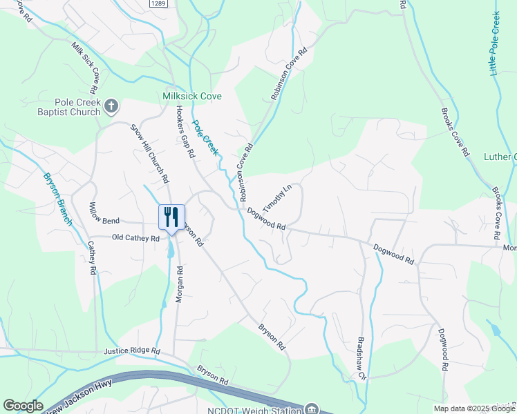 map of restaurants, bars, coffee shops, grocery stores, and more near 12 Timothy Lane in Candler