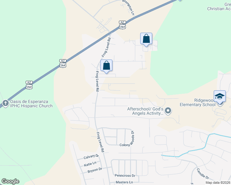 map of restaurants, bars, coffee shops, grocery stores, and more near 832 Megan Drive in Greenville