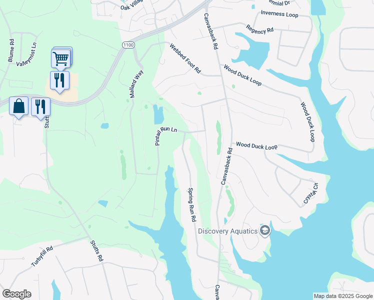 map of restaurants, bars, coffee shops, grocery stores, and more near 121 Spring Run Road in Mooresville