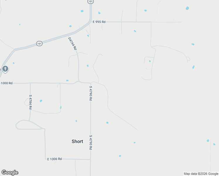 map of restaurants, bars, coffee shops, grocery stores, and more near 479091 East 1000 Road in Muldrow