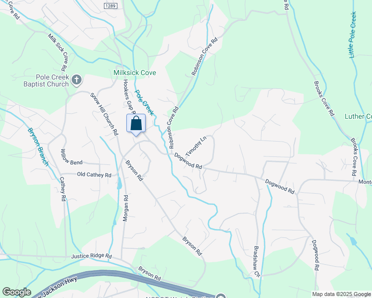 map of restaurants, bars, coffee shops, grocery stores, and more near 12 Timothy Lane in Candler