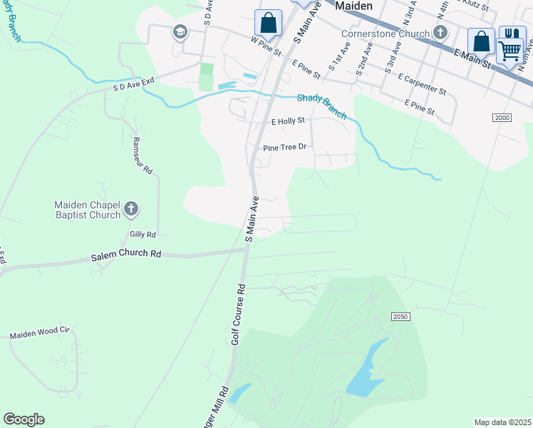 map of restaurants, bars, coffee shops, grocery stores, and more near 102 Old Tavern Lane in Maiden