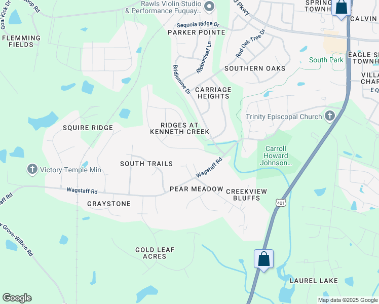 map of restaurants, bars, coffee shops, grocery stores, and more near 500 Wagstaff Road in Fuquay-Varina
