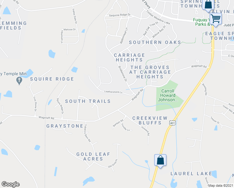 map of restaurants, bars, coffee shops, grocery stores, and more near 809 Leatherstone Lane in Fuquay Varina