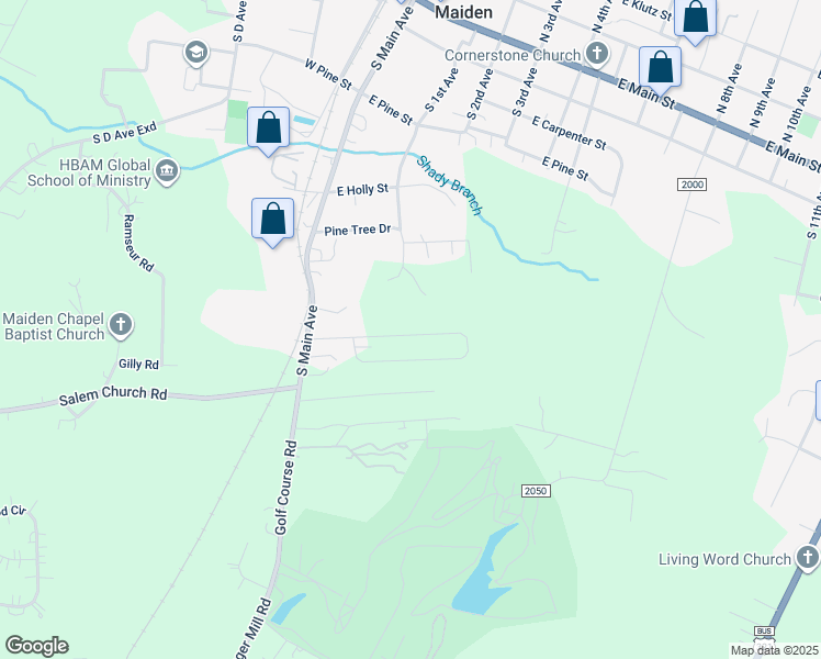 map of restaurants, bars, coffee shops, grocery stores, and more near 304-310 Old Tavern Ln in Maiden