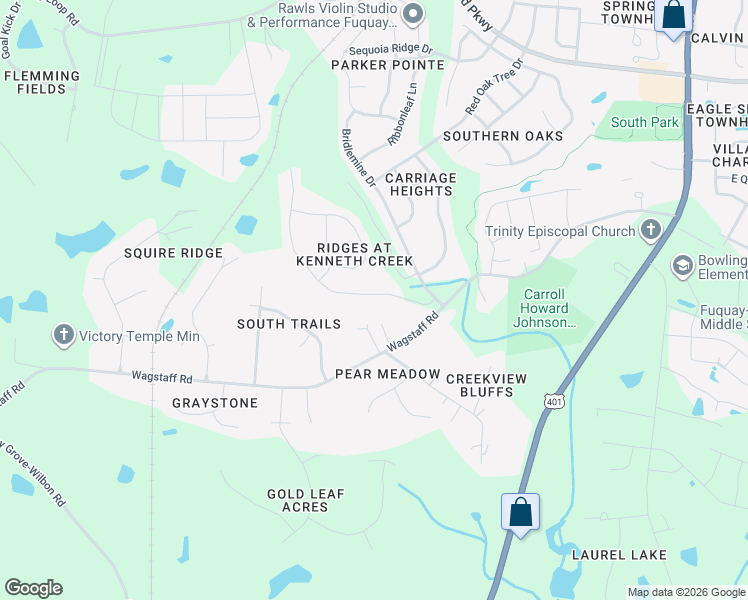 map of restaurants, bars, coffee shops, grocery stores, and more near 817 Leatherstone Lane in Fuquay-Varina
