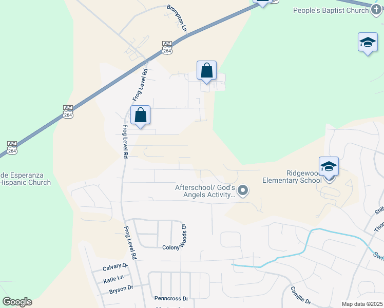 map of restaurants, bars, coffee shops, grocery stores, and more near 740 Megan Drive in Greenville