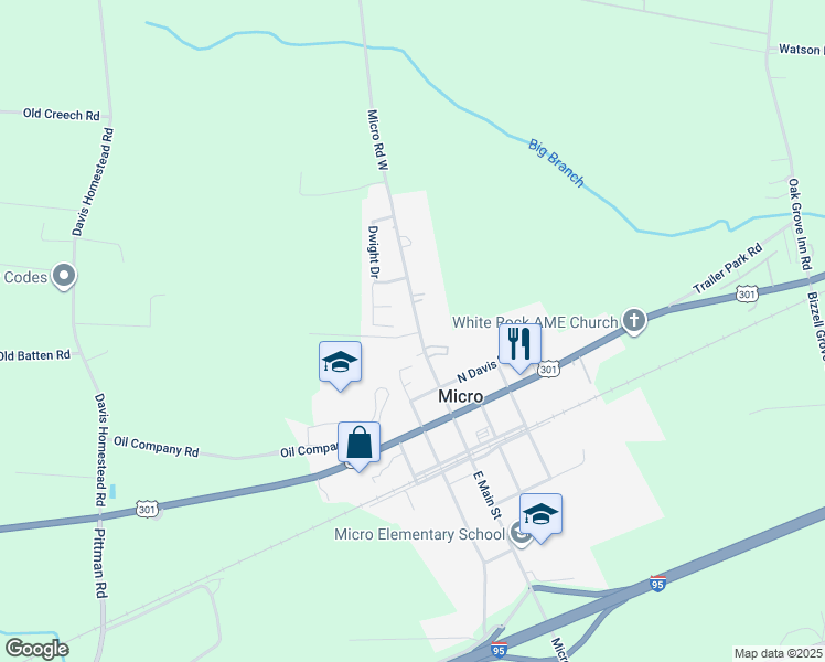 map of restaurants, bars, coffee shops, grocery stores, and more near 401 West Main Street in Selma