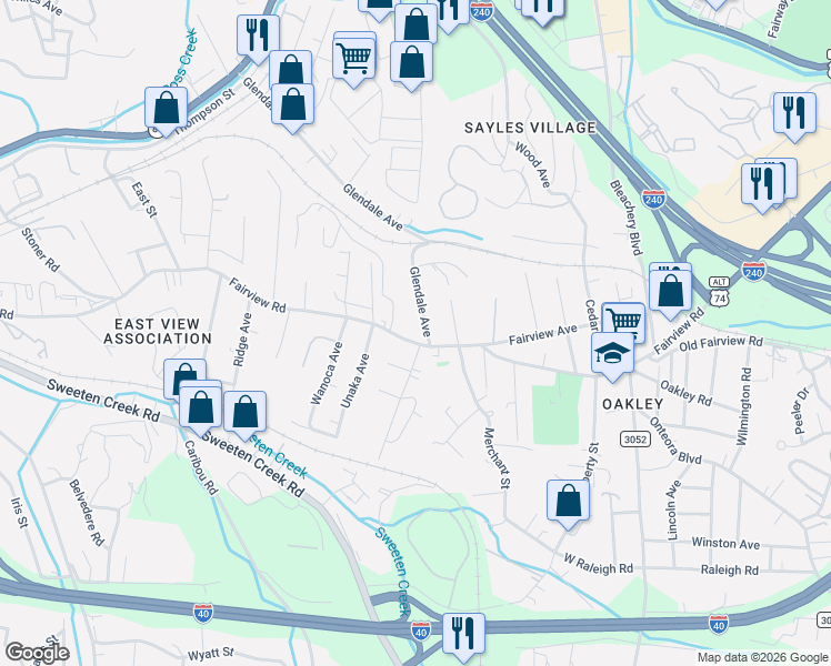 map of restaurants, bars, coffee shops, grocery stores, and more near 608 Fairview Road in Asheville