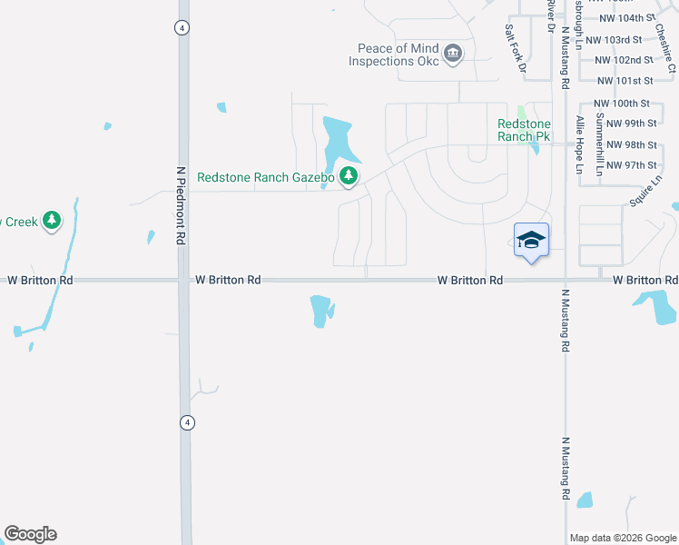 map of restaurants, bars, coffee shops, grocery stores, and more near 11401-11927 West Britton Road in Yukon