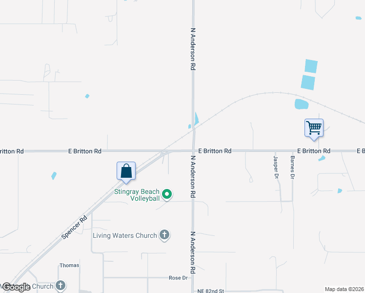 map of restaurants, bars, coffee shops, grocery stores, and more near 9445 North Anderson Road in Jones