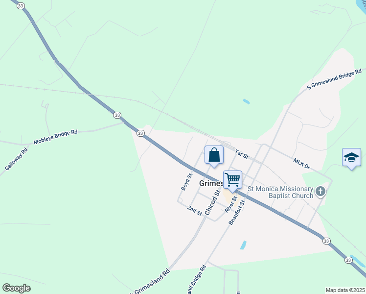 map of restaurants, bars, coffee shops, grocery stores, and more near 526 Lancelot Street in Grimesland