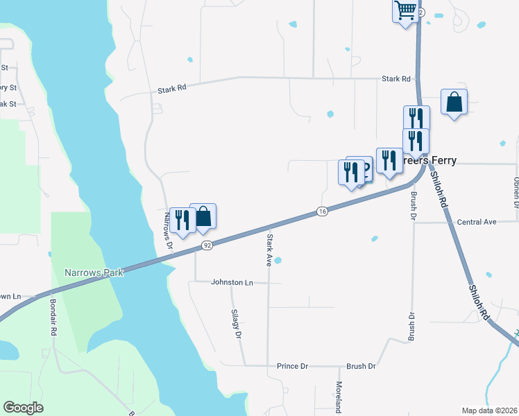 map of restaurants, bars, coffee shops, grocery stores, and more near 8099 Edgemont Road in Greers Ferry