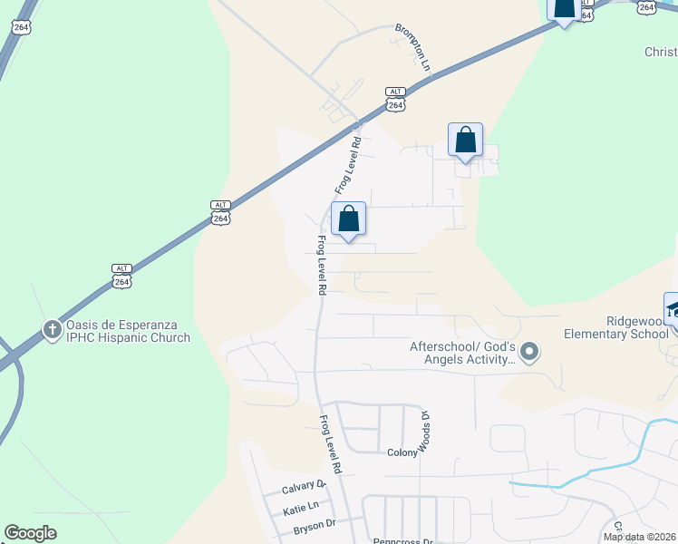 map of restaurants, bars, coffee shops, grocery stores, and more near 3406 Frog Level Road in Greenville