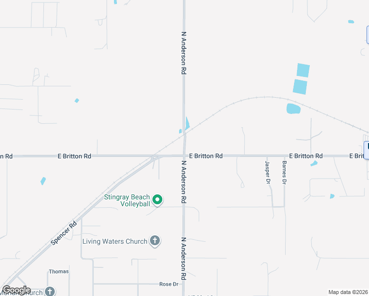 map of restaurants, bars, coffee shops, grocery stores, and more near 9445 North Anderson Road in Jones