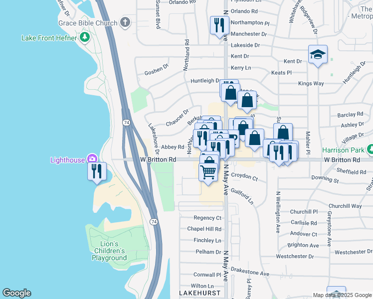 map of restaurants, bars, coffee shops, grocery stores, and more near 3000 Abbey Road in The Village