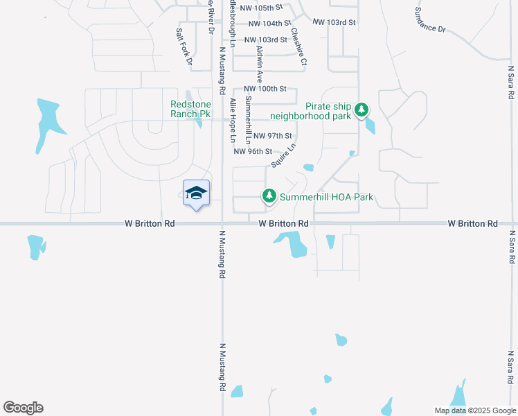 map of restaurants, bars, coffee shops, grocery stores, and more near 11205 Northwest 94th Terrace in Yukon