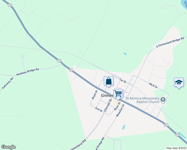 map of restaurants, bars, coffee shops, grocery stores, and more near 518 Lancelot Street in Grimesland