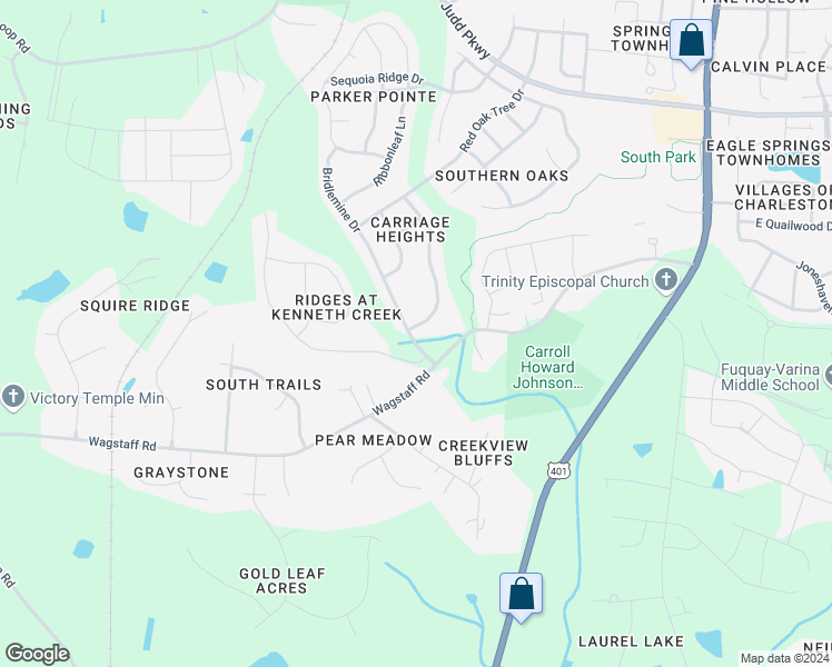 map of restaurants, bars, coffee shops, grocery stores, and more near 1157 Steelhorse Drive in Fuquay-Varina