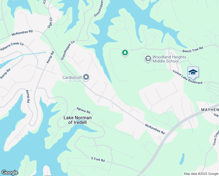 map of restaurants, bars, coffee shops, grocery stores, and more near 122 Brookridge Lane in Mooresville
