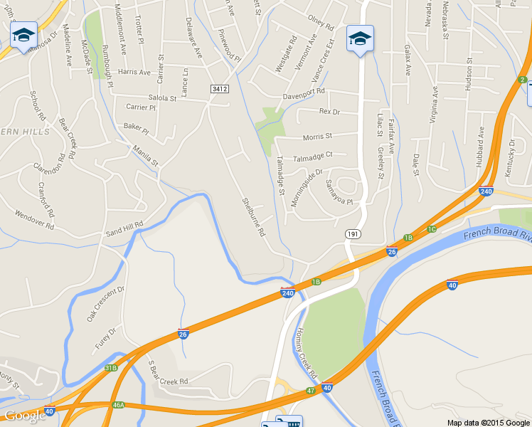 map of restaurants, bars, coffee shops, grocery stores, and more near 304 Westforest Lane in Asheville