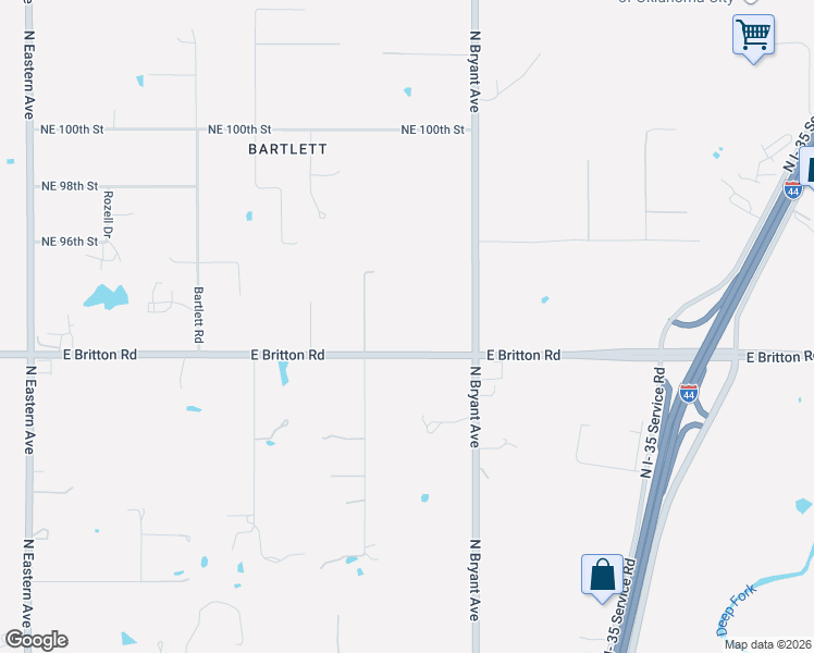 map of restaurants, bars, coffee shops, grocery stores, and more near 2917 East Britton Road in Oklahoma City