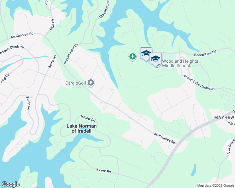 map of restaurants, bars, coffee shops, grocery stores, and more near 122 Brookridge Lane in Mooresville