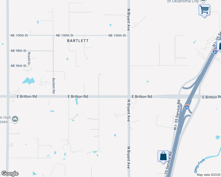 map of restaurants, bars, coffee shops, grocery stores, and more near 2917 East Britton Road in Oklahoma City