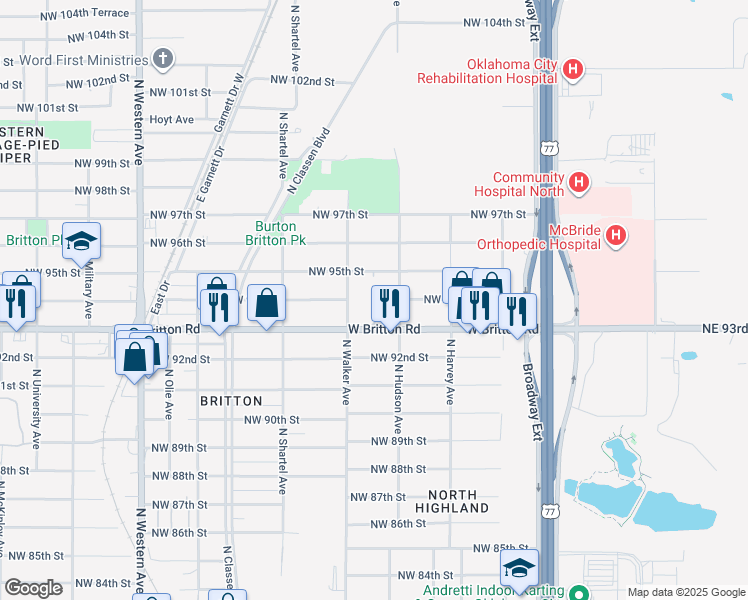 map of restaurants, bars, coffee shops, grocery stores, and more near 9 North Hudson Avenue in Oklahoma City