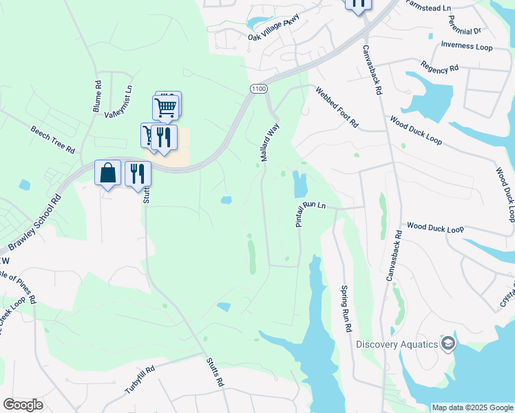 map of restaurants, bars, coffee shops, grocery stores, and more near 216 Mallard Way in Mooresville
