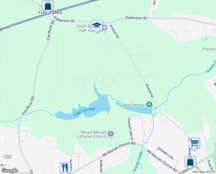 map of restaurants, bars, coffee shops, grocery stores, and more near 435 Sutton Road in China Grove