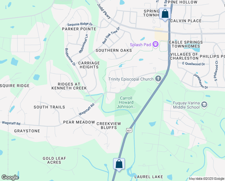 map of restaurants, bars, coffee shops, grocery stores, and more near 689 Citrus Petal Road in Fuquay Varina