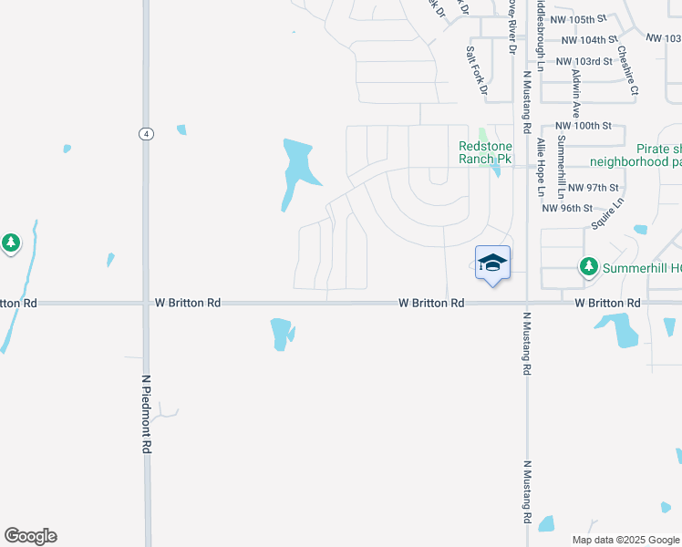 map of restaurants, bars, coffee shops, grocery stores, and more near 11401-11927 West Britton Road in Yukon