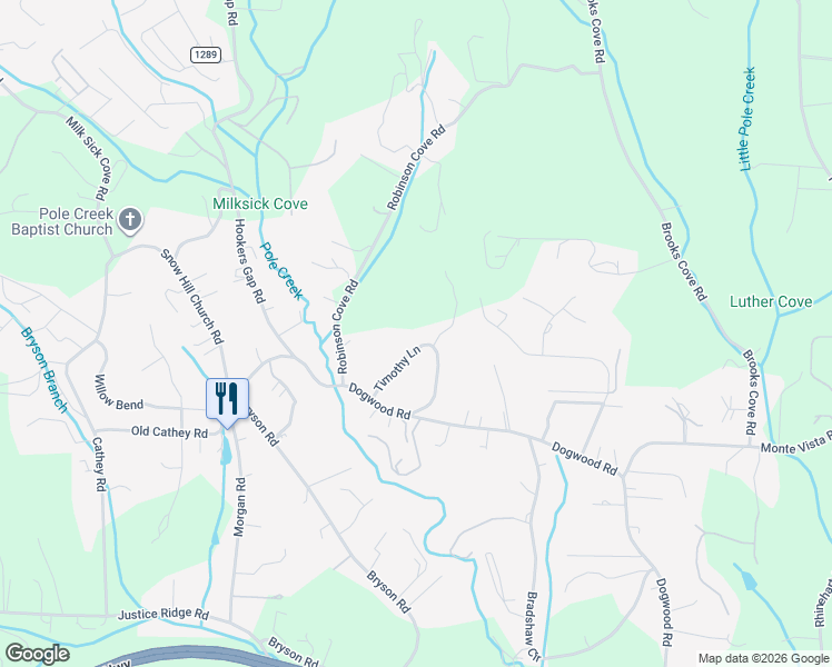 map of restaurants, bars, coffee shops, grocery stores, and more near 39 Timothy Lane in Candler