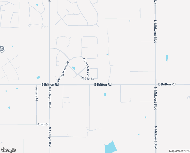 map of restaurants, bars, coffee shops, grocery stores, and more near 7406 Northeast 94th Street in Oklahoma City