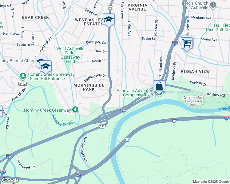 map of restaurants, bars, coffee shops, grocery stores, and more near 336 Brevard Road in Asheville