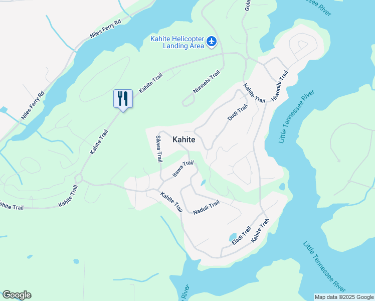 map of restaurants, bars, coffee shops, grocery stores, and more near 119 Itawa Trail in Vonore