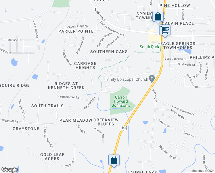 map of restaurants, bars, coffee shops, grocery stores, and more near 690 Citrus Petal Road in Fuquay Varina
